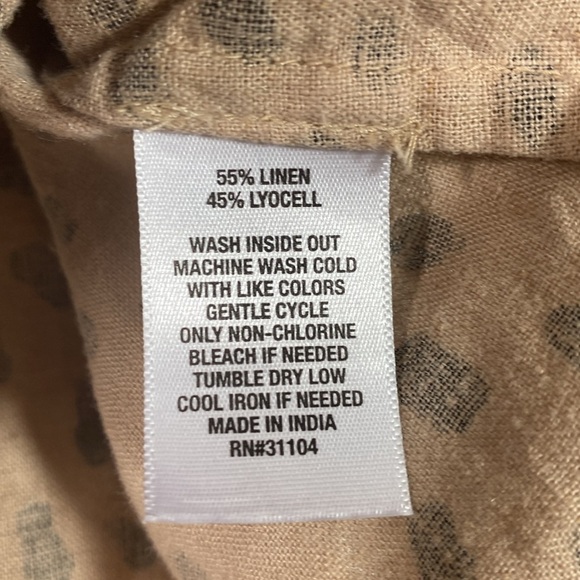 The Limited Linen Blend Animal Print Popover Blouse Size M - Picture 8 of 9